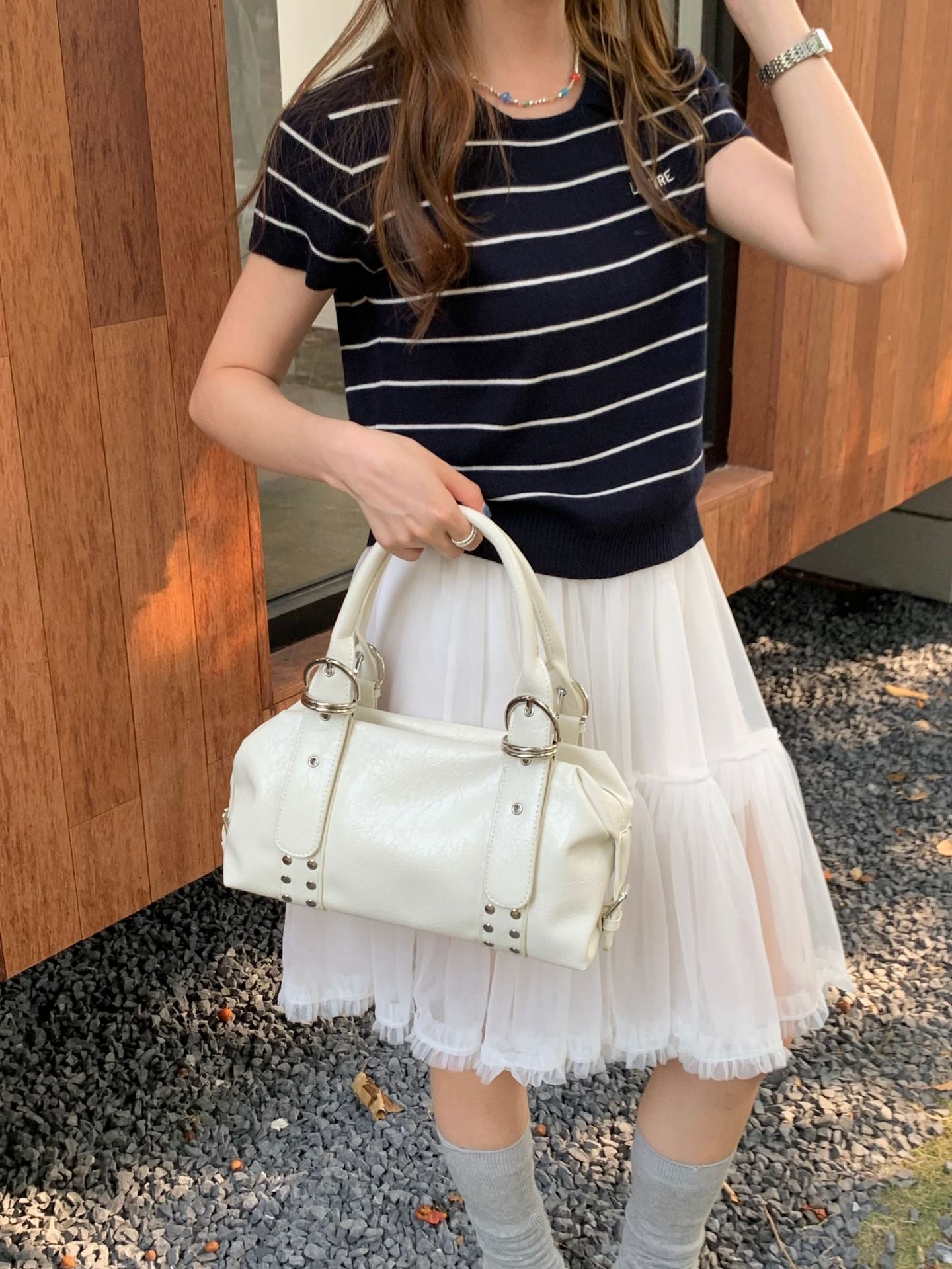 Women's Fashion Rivet Bowling High-grade Retro Women's Handbag