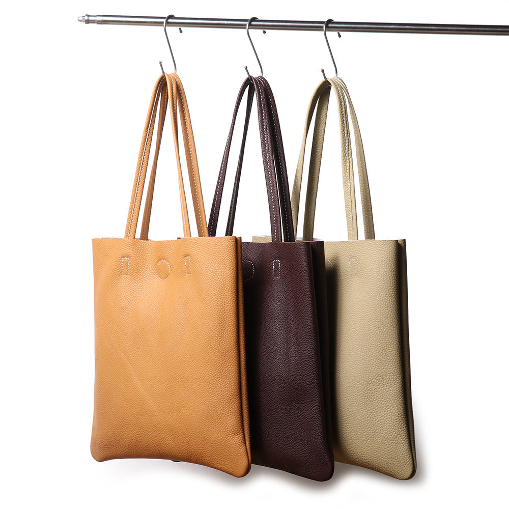 Women's Genuine Leather Simple Easy Matching Large Capacity High Sense Trendy Tote Bag