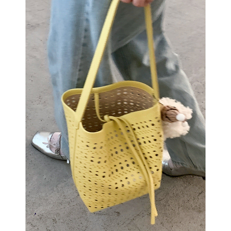 Women's Summer Fashion Underarm Simple Hollow Large Bucket Bags