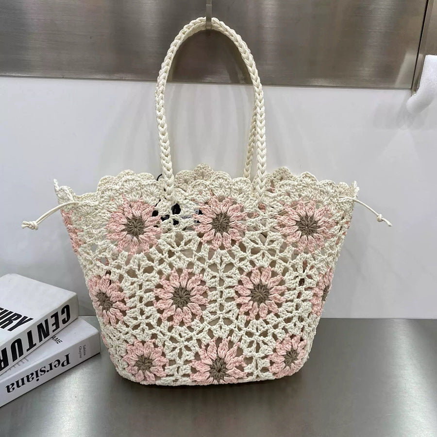 Women's Wax Rope Handmade Crocheted Woven Bale Of Cotton Knitted Women's Handbag