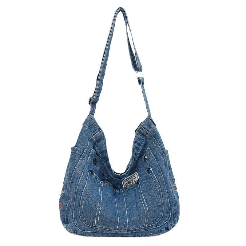 Women's Style Denim Large Capacity Class Commuter Trendy Fashion Women's Shoulder Bag