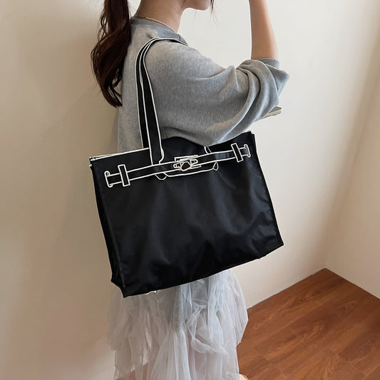 Embroidered Fashion Large Capacity Environmental Protection Shopping Everyday Joker Women's Shoulder Bag