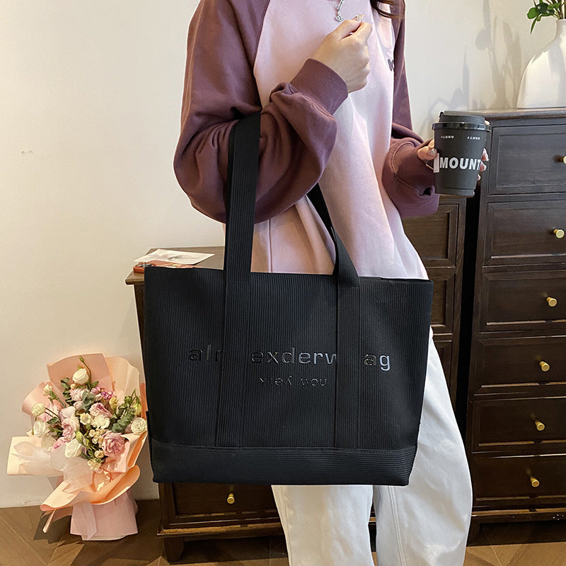 Women's Large Capacity Totes Simple College Style Alphabet Women's Shoulder Bag