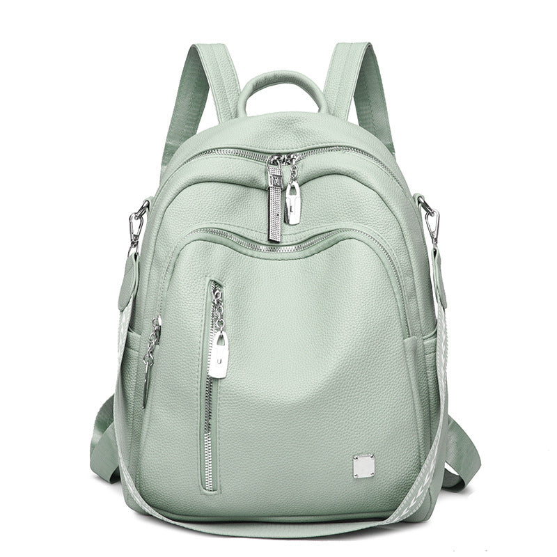 Women's Leather Fashion Korean Style Large Capacity Versatile Soft Backpacks