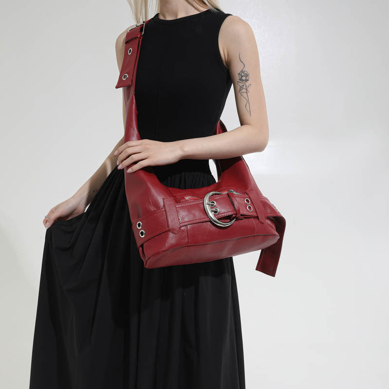 Fashion Retro Hot Underarm Large Capacity Design Commuter Black Women's Shoulder Bag