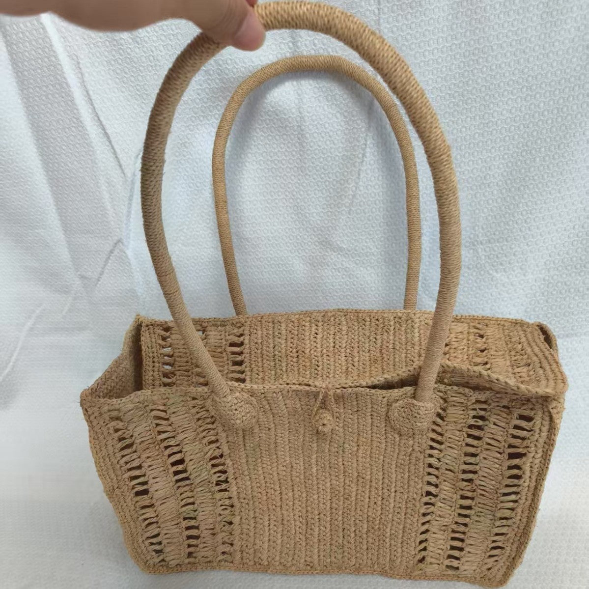 Seaside Style Hollow Raffia Handmade Woven Retro Straw Vacation Beach Bags