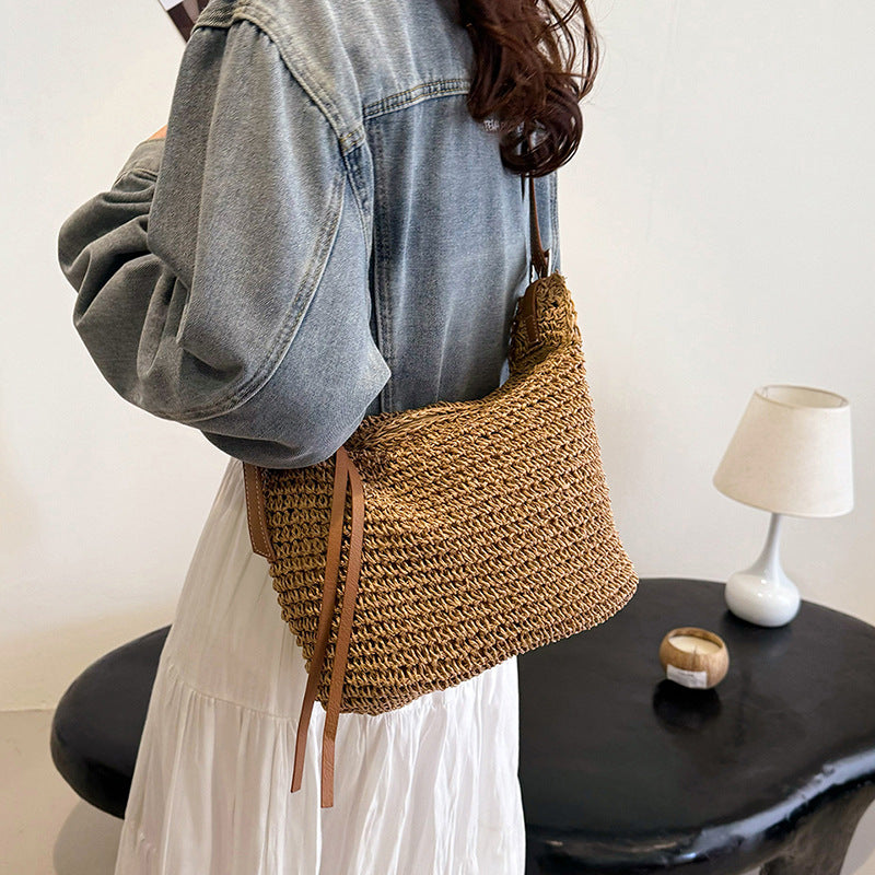 Seaside Holiday Fashionable High-grade Versatile Large Capacity Retro Women's Shoulder Bag