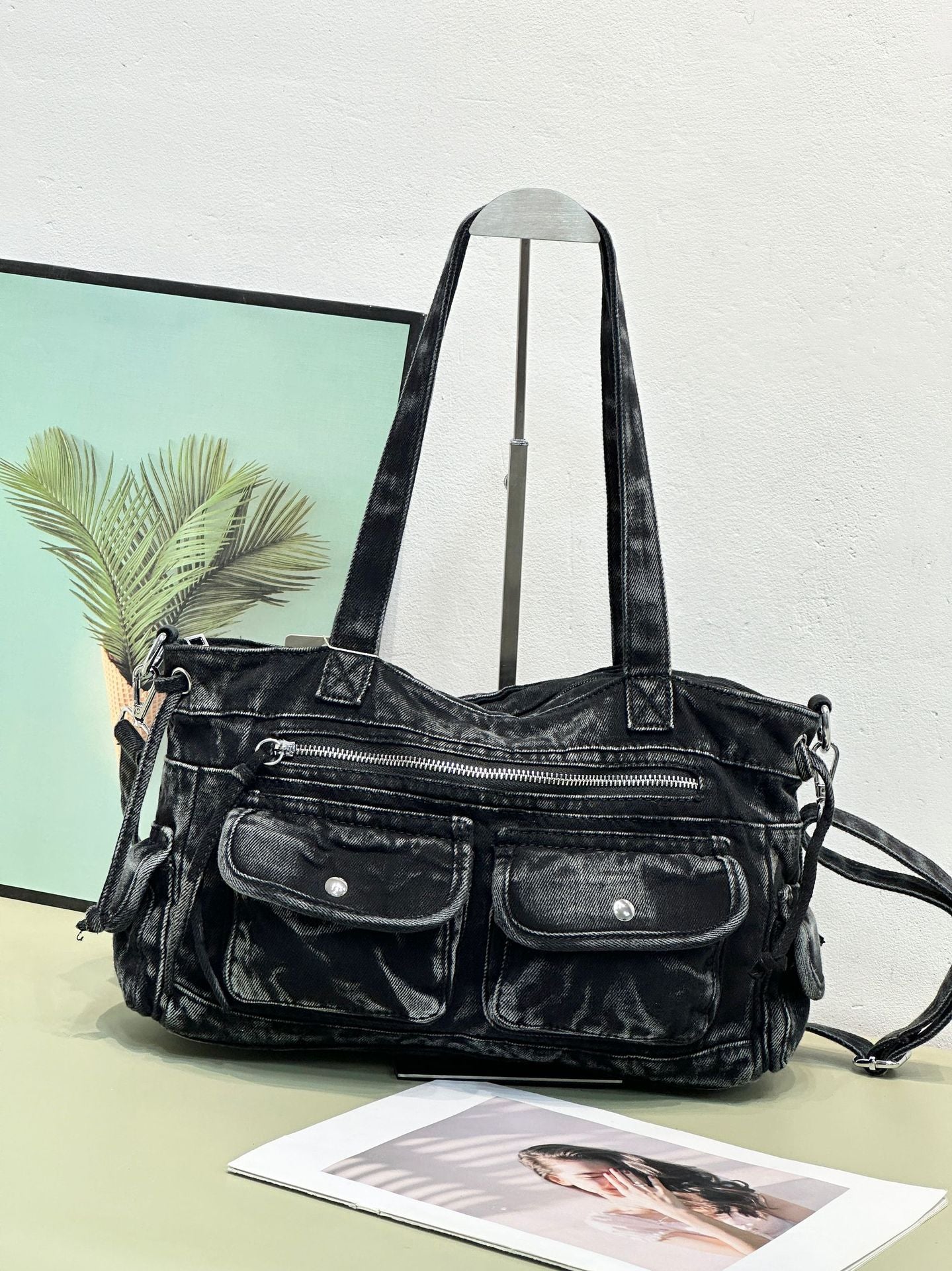 Women's Washed Denim American Retro Distressed Fashion Shoulder Bags