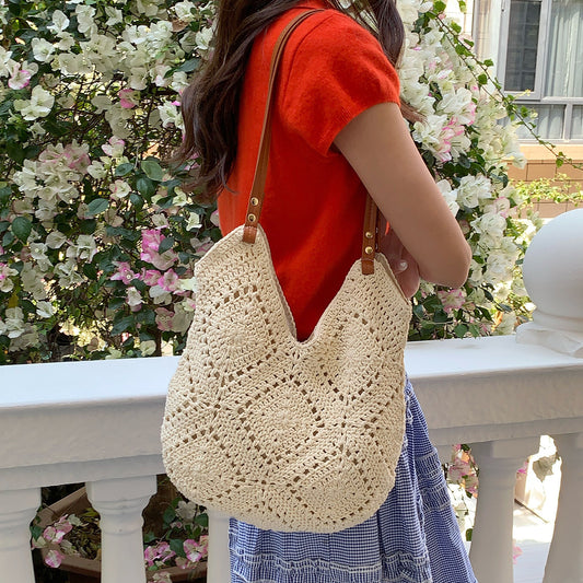 Women's Korean Style Woven Seaside Holiday Large Capacity Bags