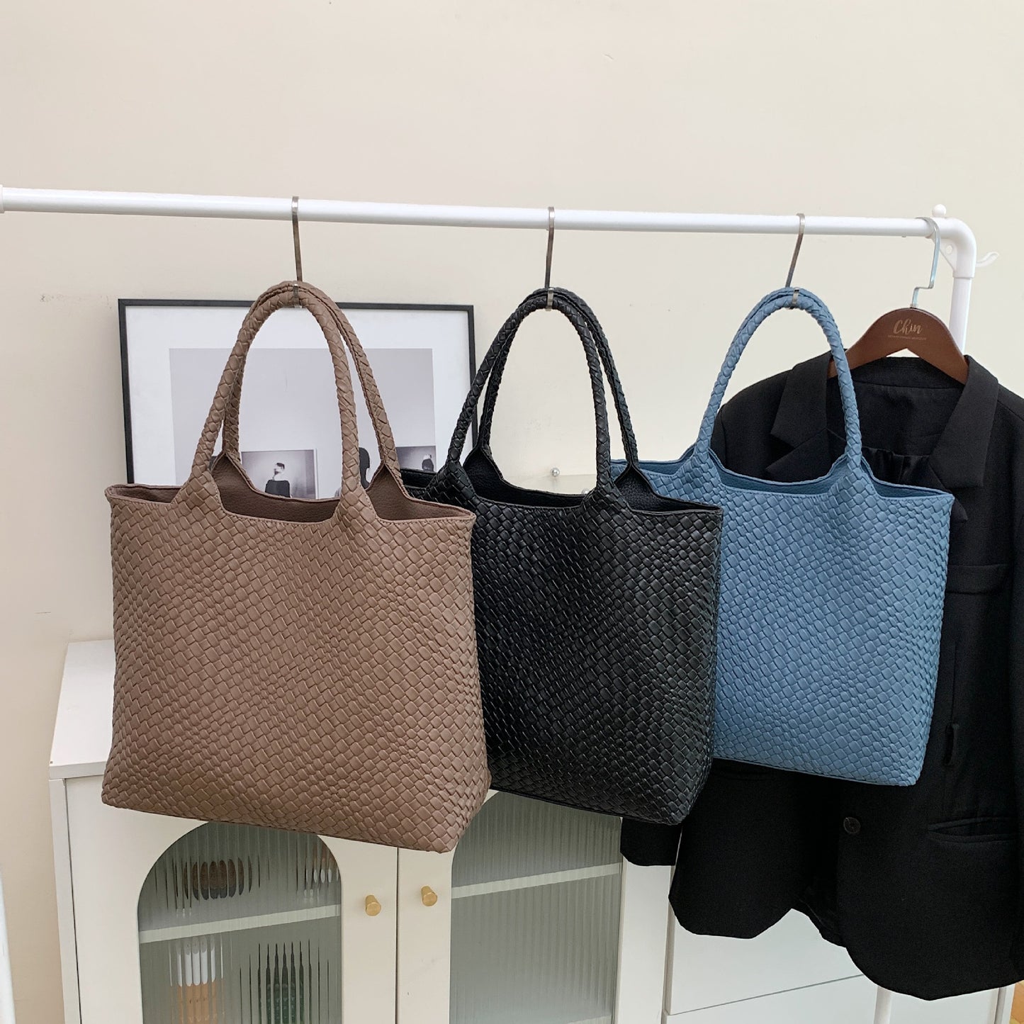 French Style High-grade Soft Leather Woven Shoulder Bags
