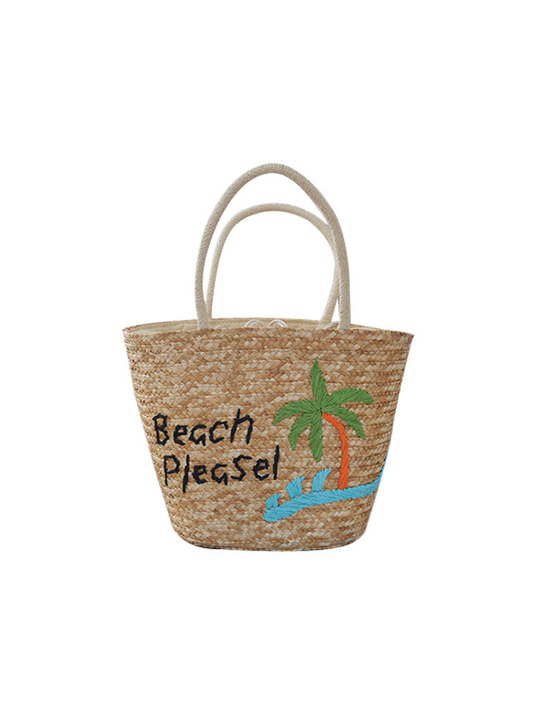 Women's Summer Woven Straw Seaside Vacation Weaving Embroidered Handbags