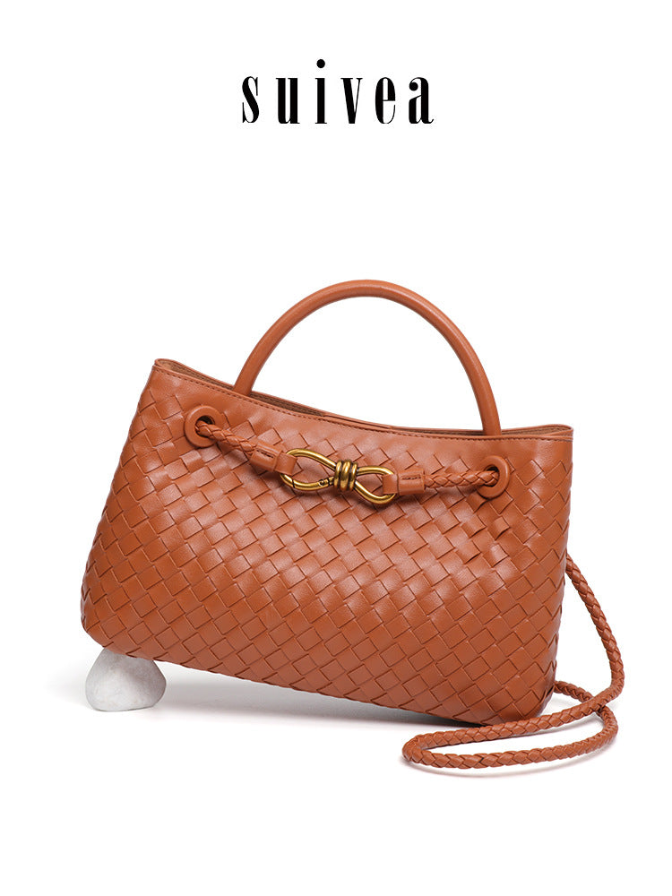 Horizontal Woven High-grade Elegant Commuter Metal Tote Bag