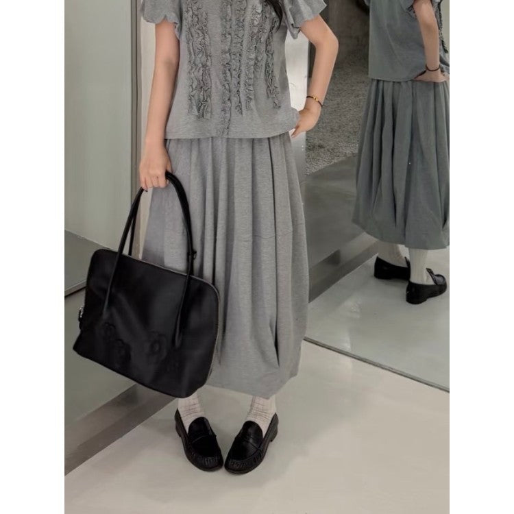 Flower Retro Black Long Commuter Large Capacity Women's Shoulder Bag