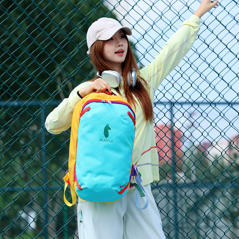 Color Matching Style Dopamine Curved Strap Sports Backpack