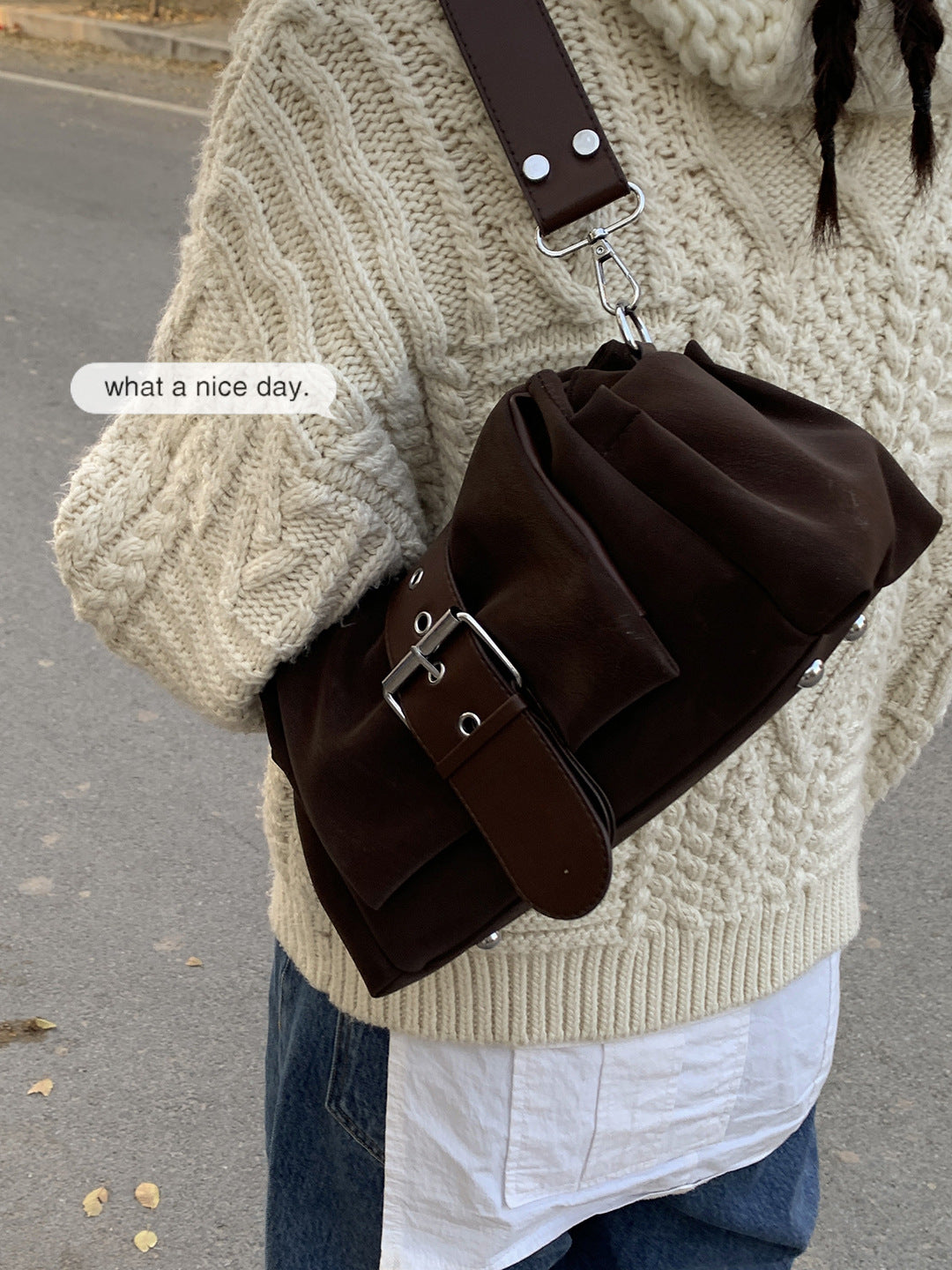 Women's Retro Minority Textured Simple Winter Commuter Underarm Bag