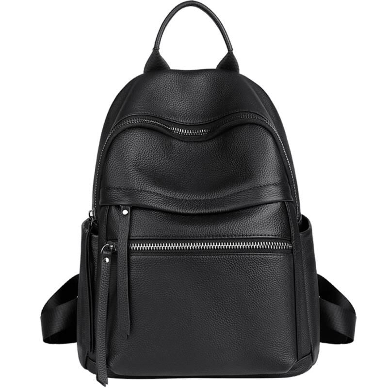 Women's Layer Leather Large Capacity Lychee Pattern Commute Backpacks
