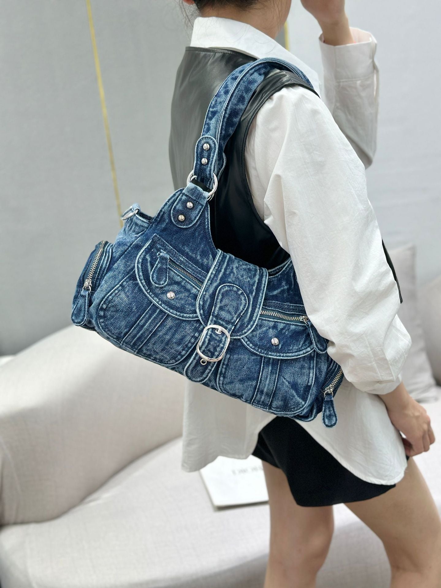 Fashion Retro Denim Large Capacity Washing Water Bags