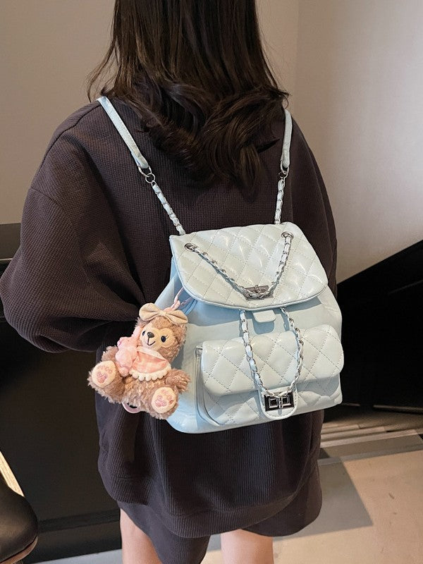 Women's Classic Style Rhombus Chain Trendy Niche Backpacks