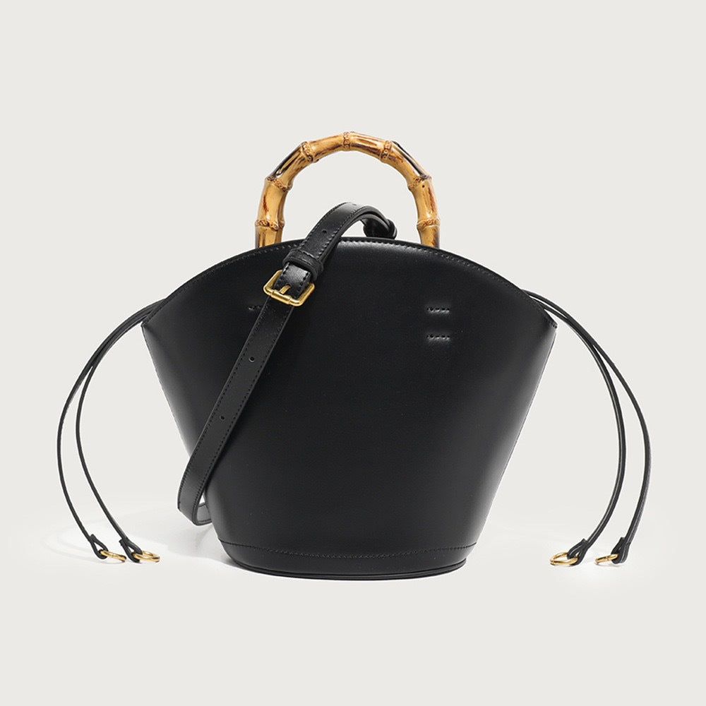 Design Bamboo Soft Leather Vegetable Basket Women's Messenger Bag