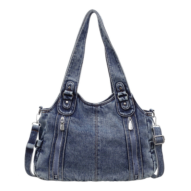 Women's Denim Retro Large Capacity Underarm Fashion Tote Bag
