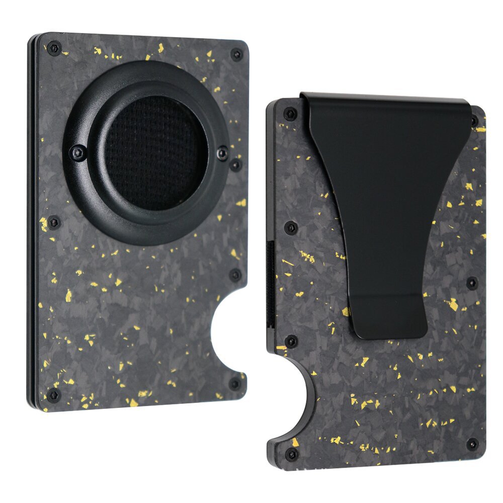 Carbon Fiber Pattern Swiping Aluminum Alloy Clamp Card Holder