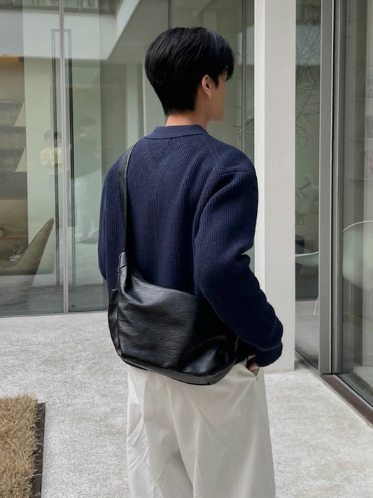 Men's Simple Style Leather Large Capacity Riding Commuter Leisure Fashion Shoulder Bags