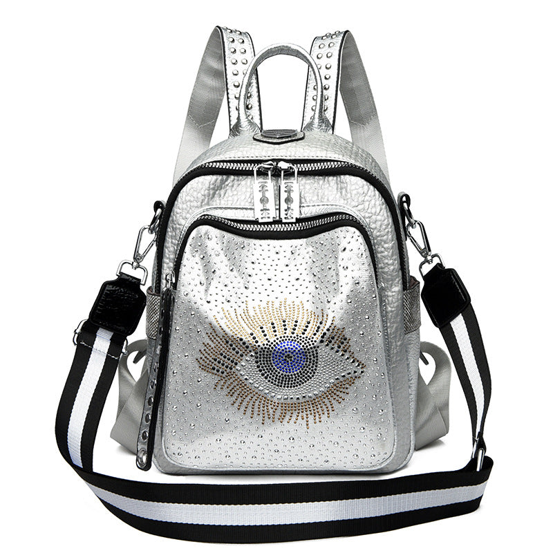 Women's Personality Big Eyes Western Style Large Capacity Backpacks