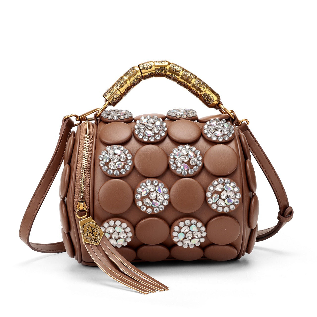 Women's High Quality Diamond Rivet Button Round Women's Handbag