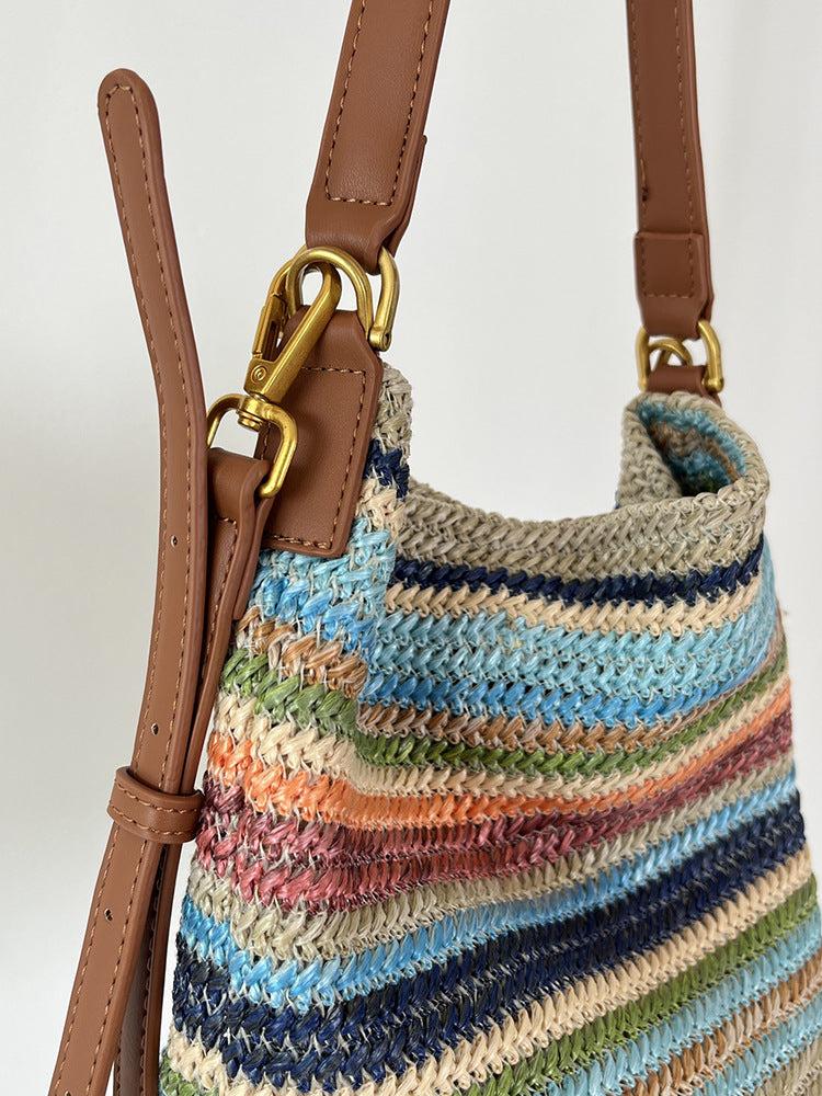 Women's Summer Straw Woven Dopamine Leisure Large Bags