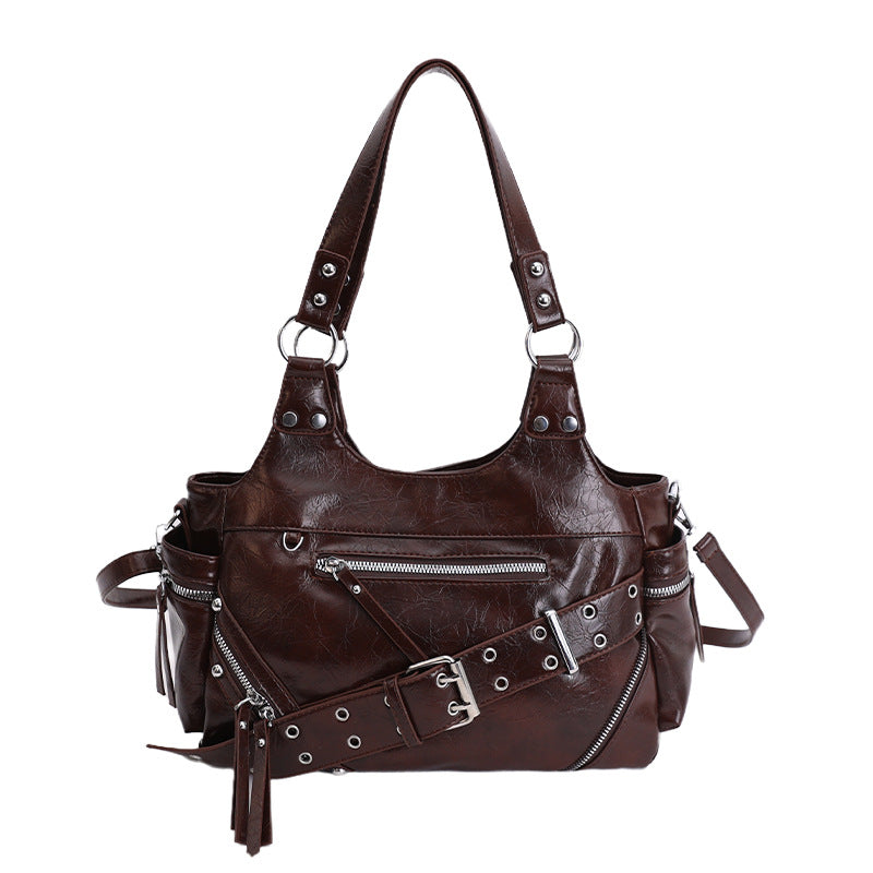 Women's Fashionable Personalized Hot Oil Wax Leather Shoulder Bags