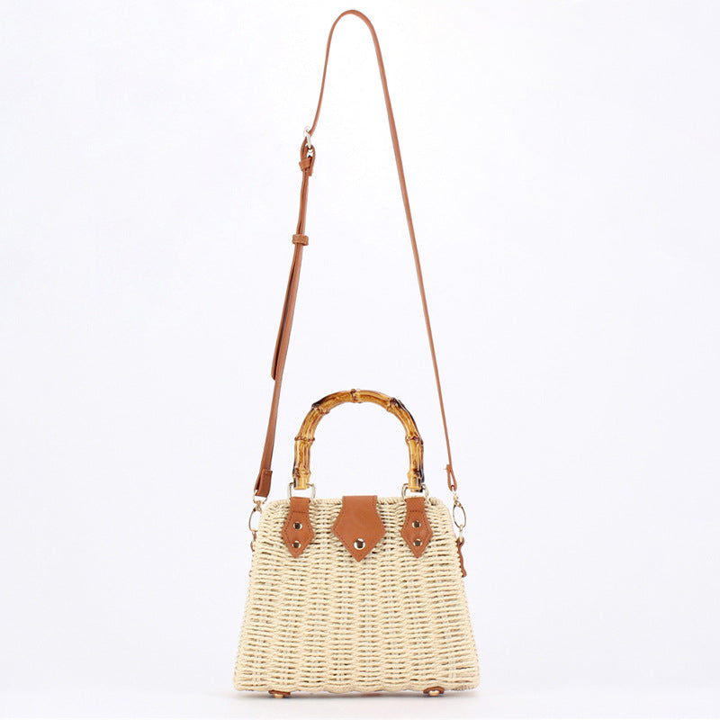 Retro Artistic Idyllic Style Premium Woven Imitation Bamboo Everyday Joker Women's Messenger Bag