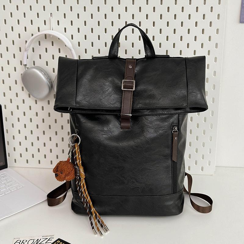 Men's Large Capacity Curved Edge Korean Style College Class Leisure Backpack