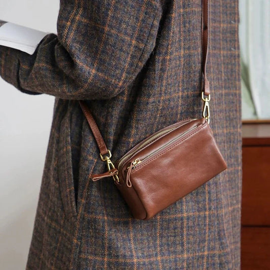 Women's First Layer Cowhide Leather Oblique Women's Handbag