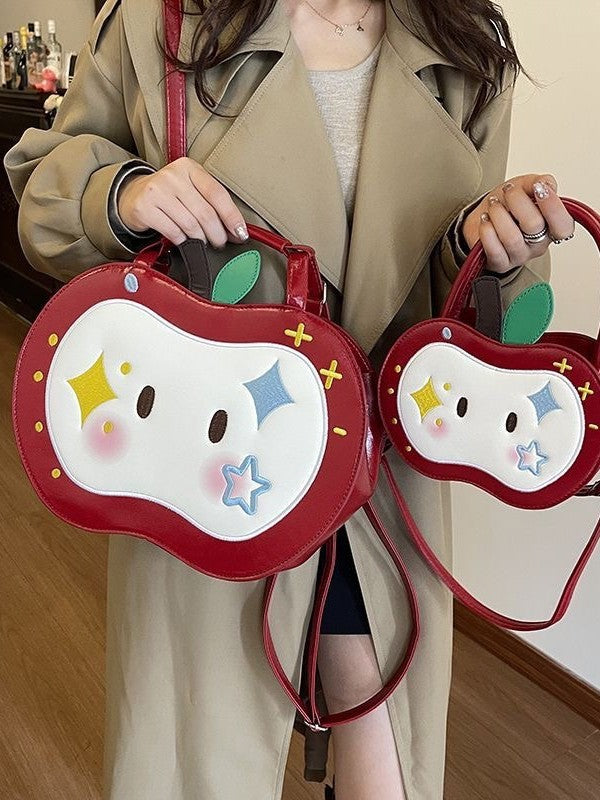 Women's Korean Cartoon Cute Red Apple Design Fashionable Leisure Backpack