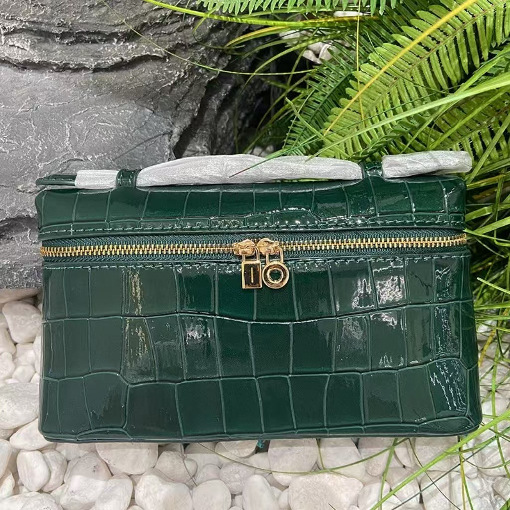 Women's Stone Pattern Lunch Box Genuine Leather Women's Messenger Bag
