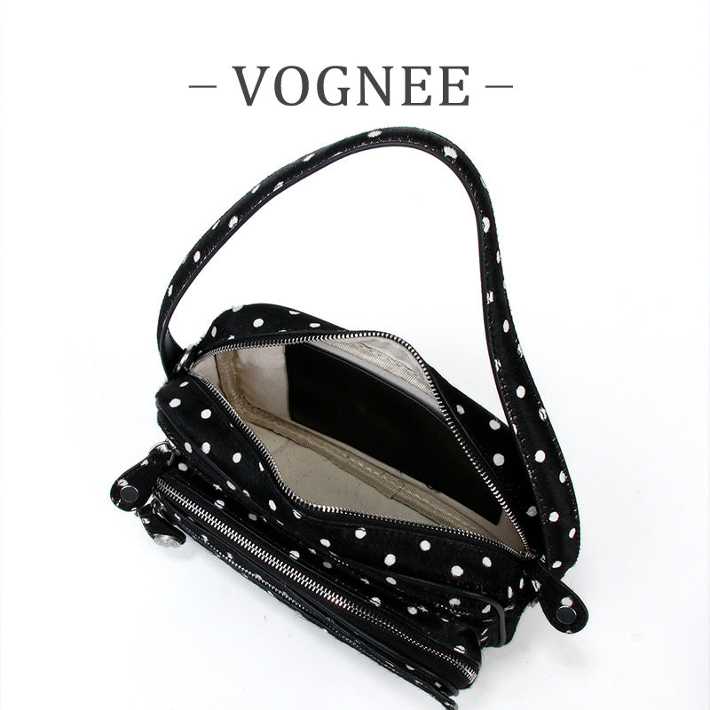 Women's Genuine Leather Design Zipper Fashion Portable Small Square Bags