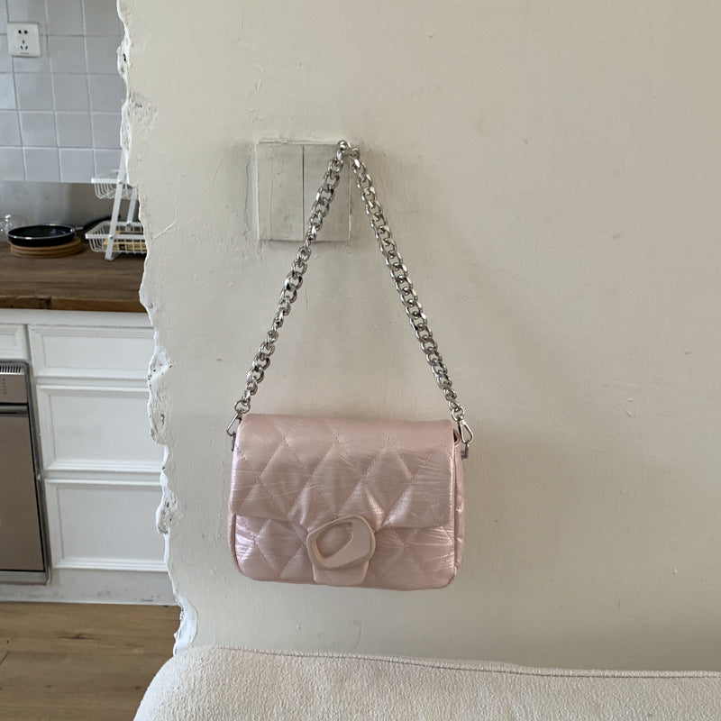 Women's Spring Simple Fashion Embroidery Line Chain Good-looking Small Square Bags