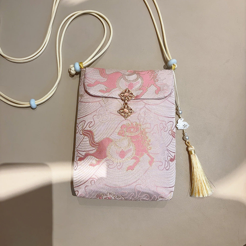 Chinese Style Brocade Embroidery Mobile For Women's Messenger Bag