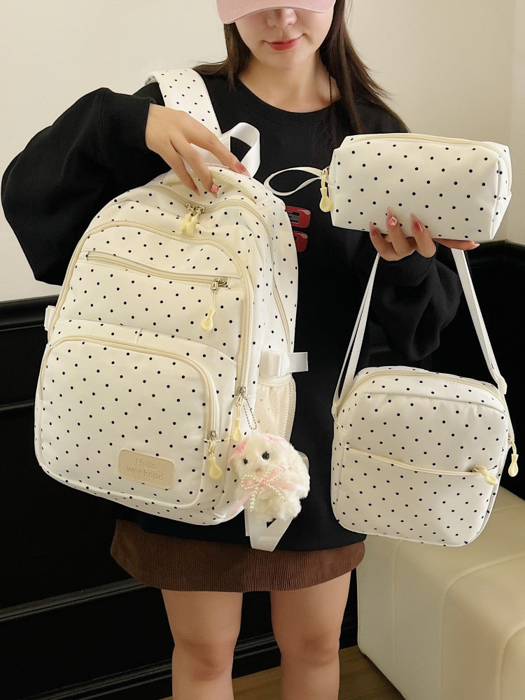 Women's Style Polka Dot Early High College Good-looking Cute Sweet Fresh Women's Backpack