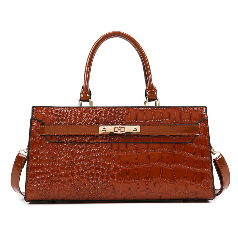 Women's Large Capacity Kelly Crocodile Pattern Portable Women's Messenger Bag