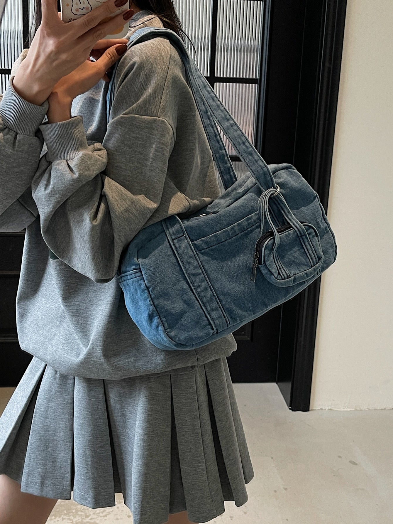 Women's Denim Retro Washed Niche Storage Multifunctional Women's Shoulder Bag