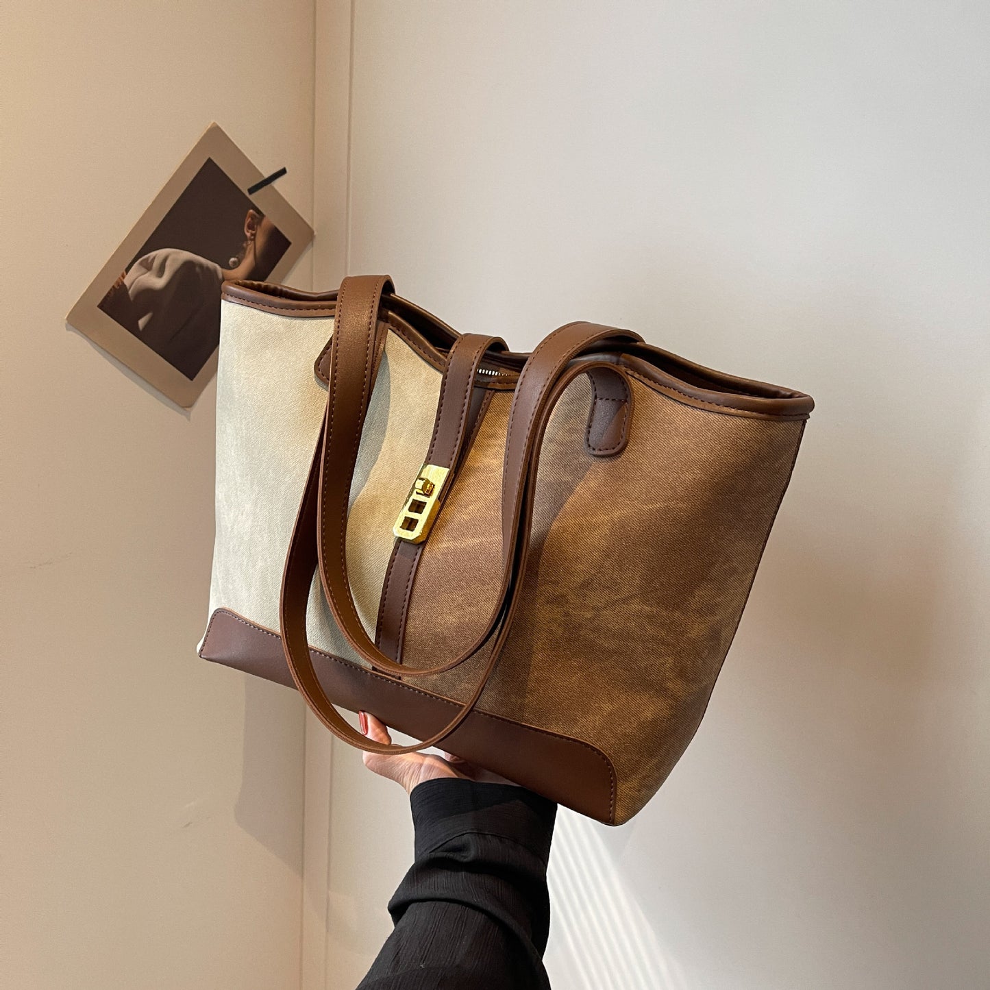 Texture Cross Body Female French Fashionable Bucket Bag