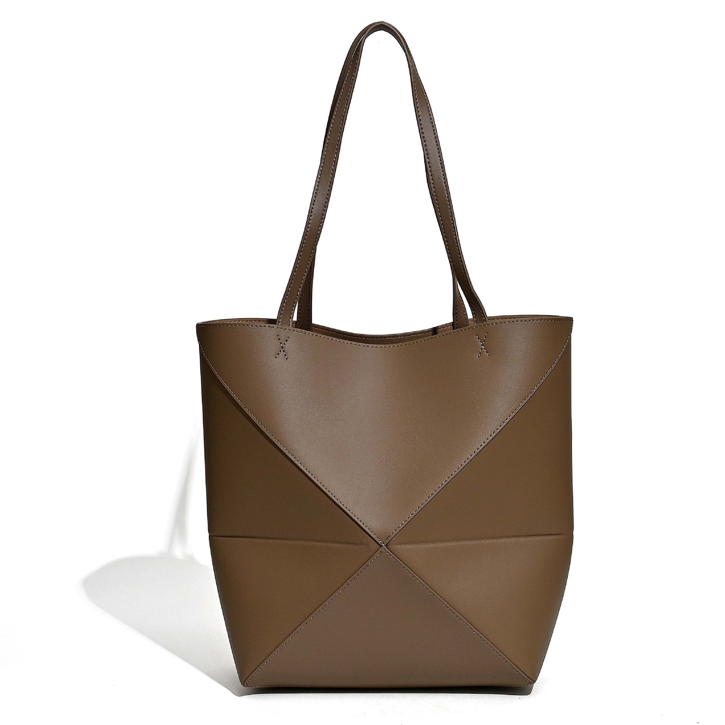 Deformation Geometric Cowhide Folding High-grade Large Capacity Women's Shoulder Bag