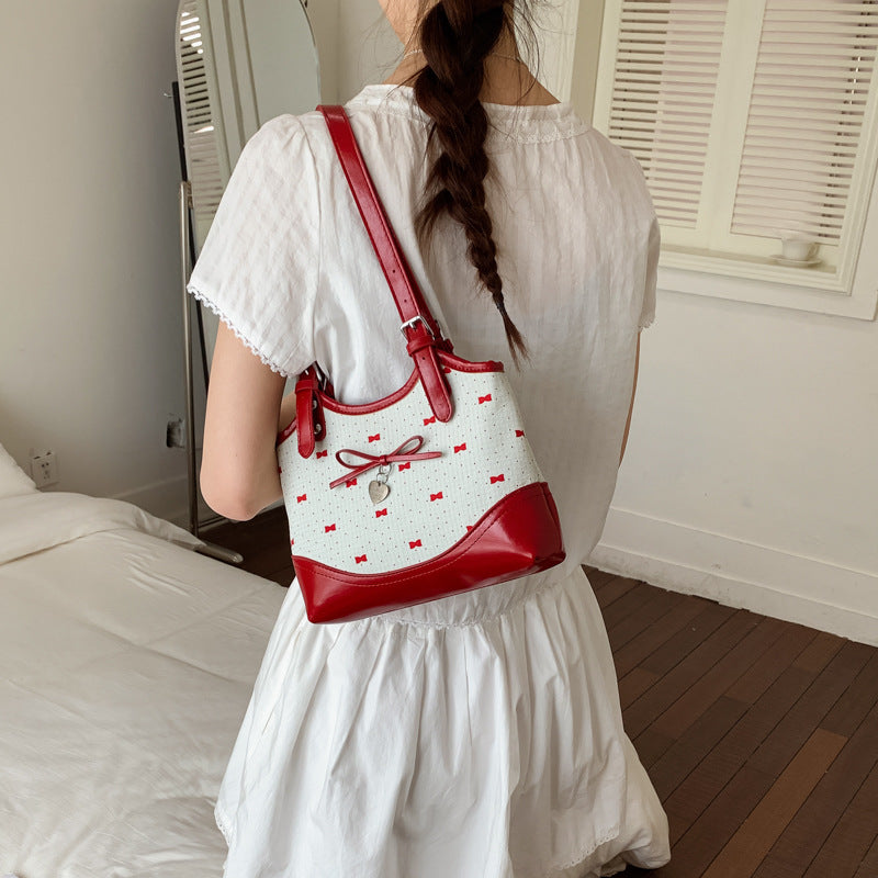Women's Summer Fashion Bowknot Printed Underarm Western Style Tote Bag