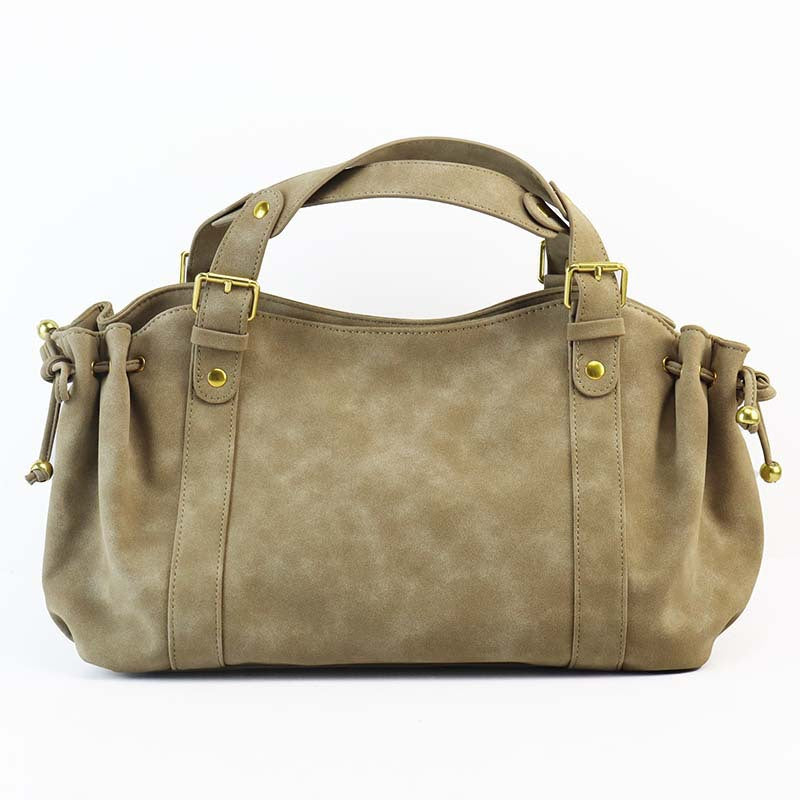 Women's Capacity Frosted Soft Leather Pleated Portable Shoulder Bags