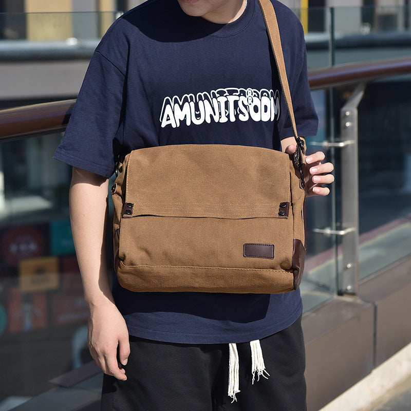 Men's Simple Canvas Leisure Large Capacity Portable Men's Messenger Bag