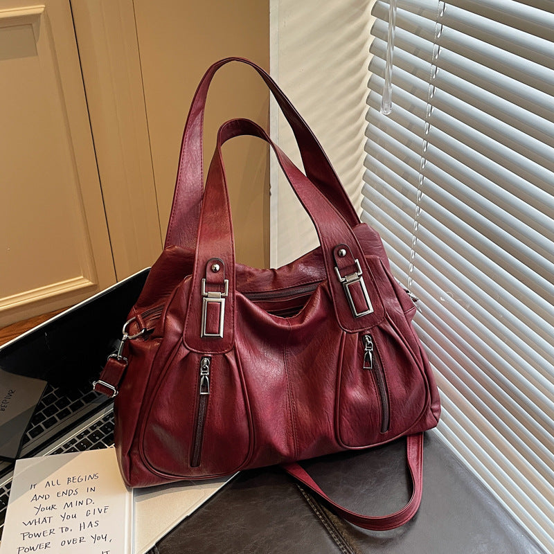 Women's Fashion Soft Leather Large Capacity Tote Bag