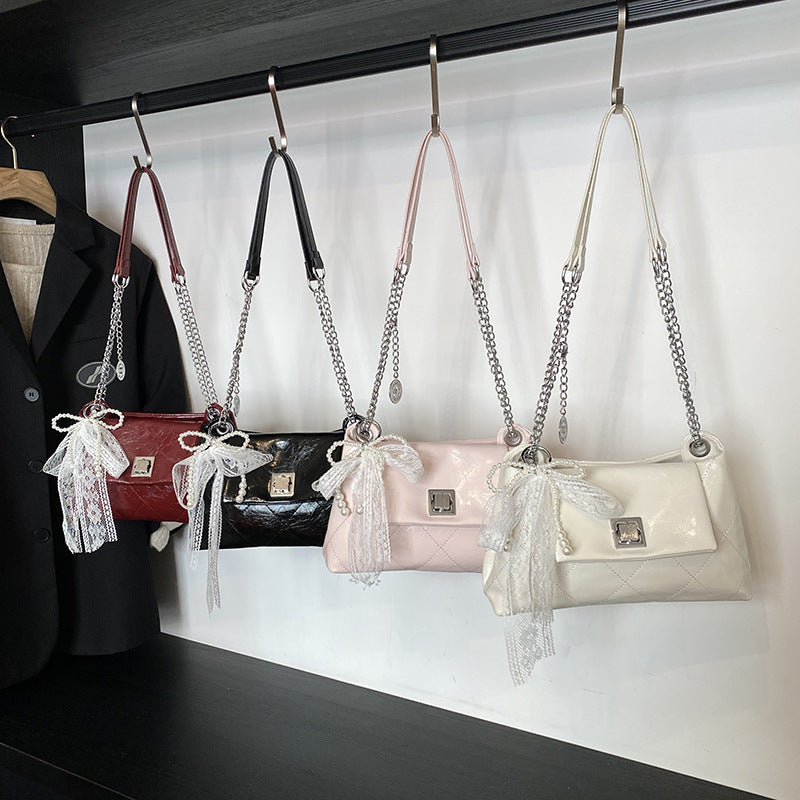 Women's Style Diamond Pattern Chain Summer Plaid Twist Leisure Women's Messenger Bag