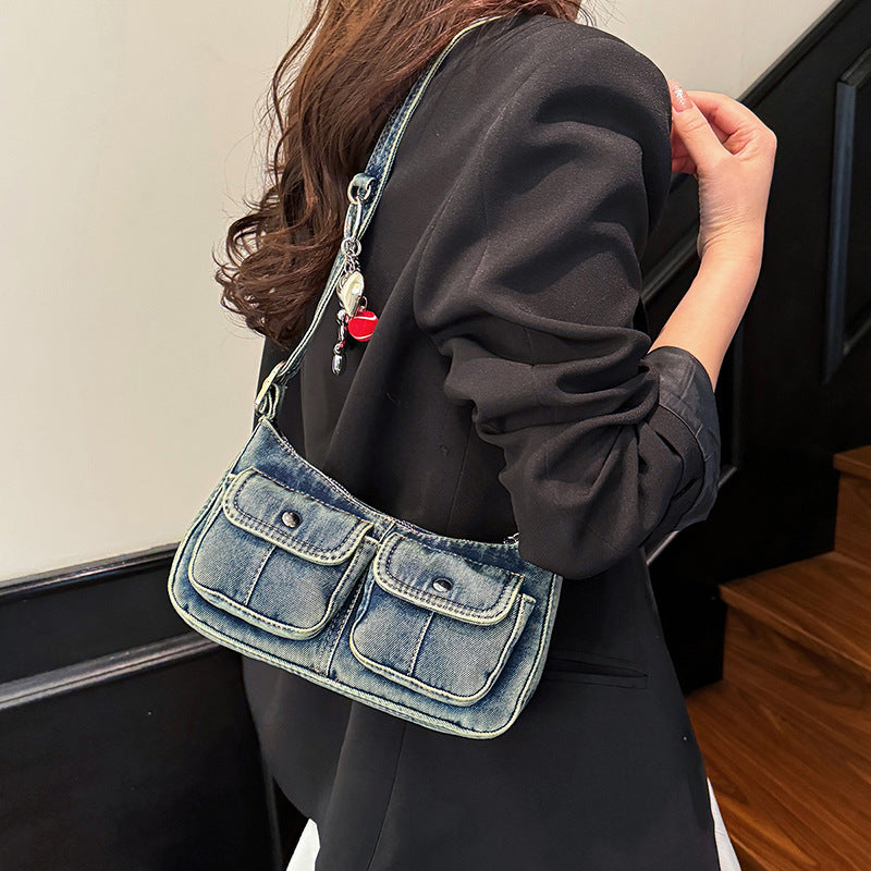 Distressed Denim Minority Fashion Female Hot Underarm Bag