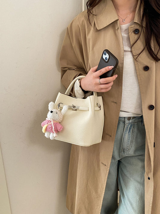 Women's Korean Style Lychee Pattern Commuter Niche Fashion Bags